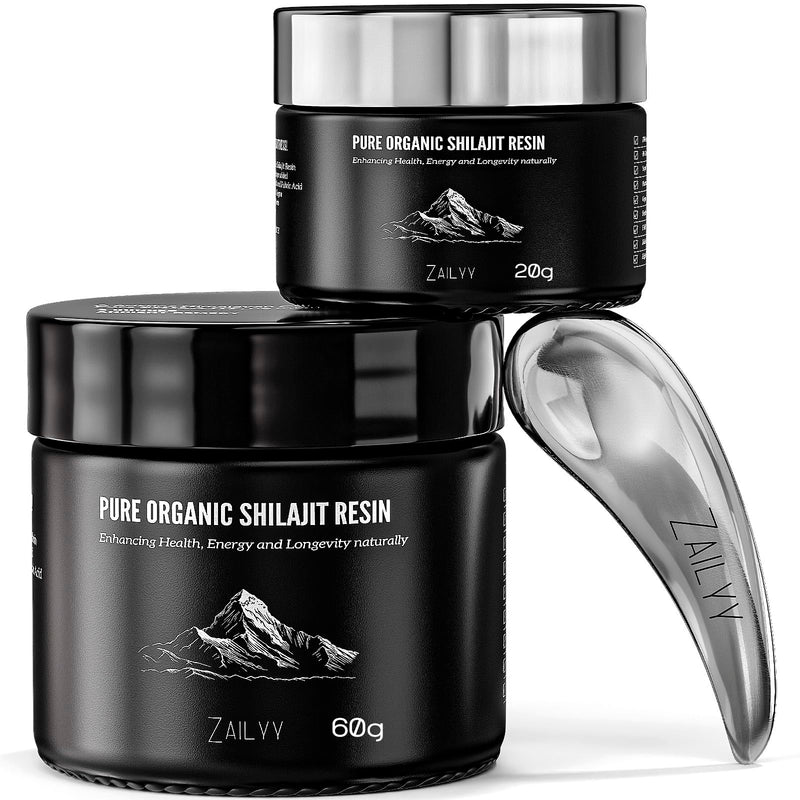 Pure Himalayan Organic Shilajit Resin Supplement 80g | Lab-Tested & Natural | Premium Grade with Fulvic Acid & Trace Minerals | Energy & Vitality Booster for Men & Women
