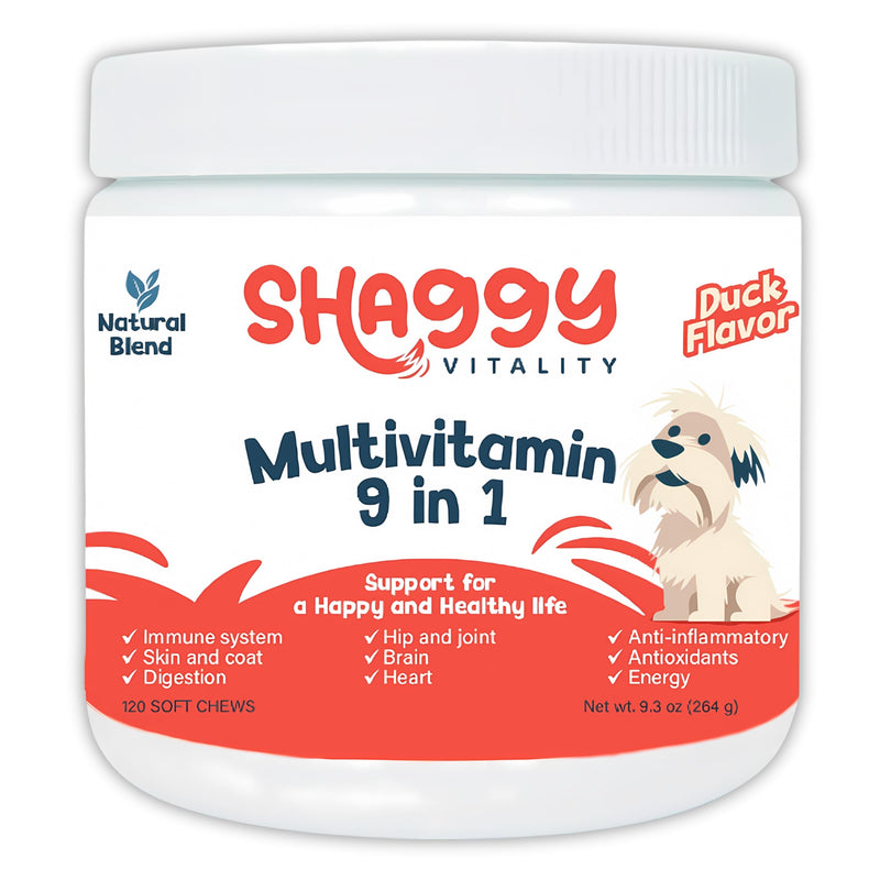 ShaggyVita Dog Vitamins and Supplements 9 in 1 for Immune System, Skin & Coat, all Ages - Dog Skin and Coat Supplement - Dog Supplements & Vitamins - Multivitamin for Dogs - Dog Vitamins Multivitamin - BeesActive Australia