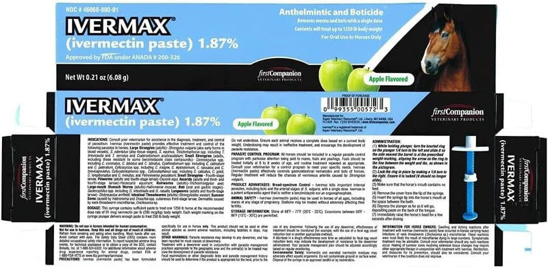 Ivermax (Ivermectin) Equine Paste 6.08 Gram 1 Pack, Blue - BeesActive Australia