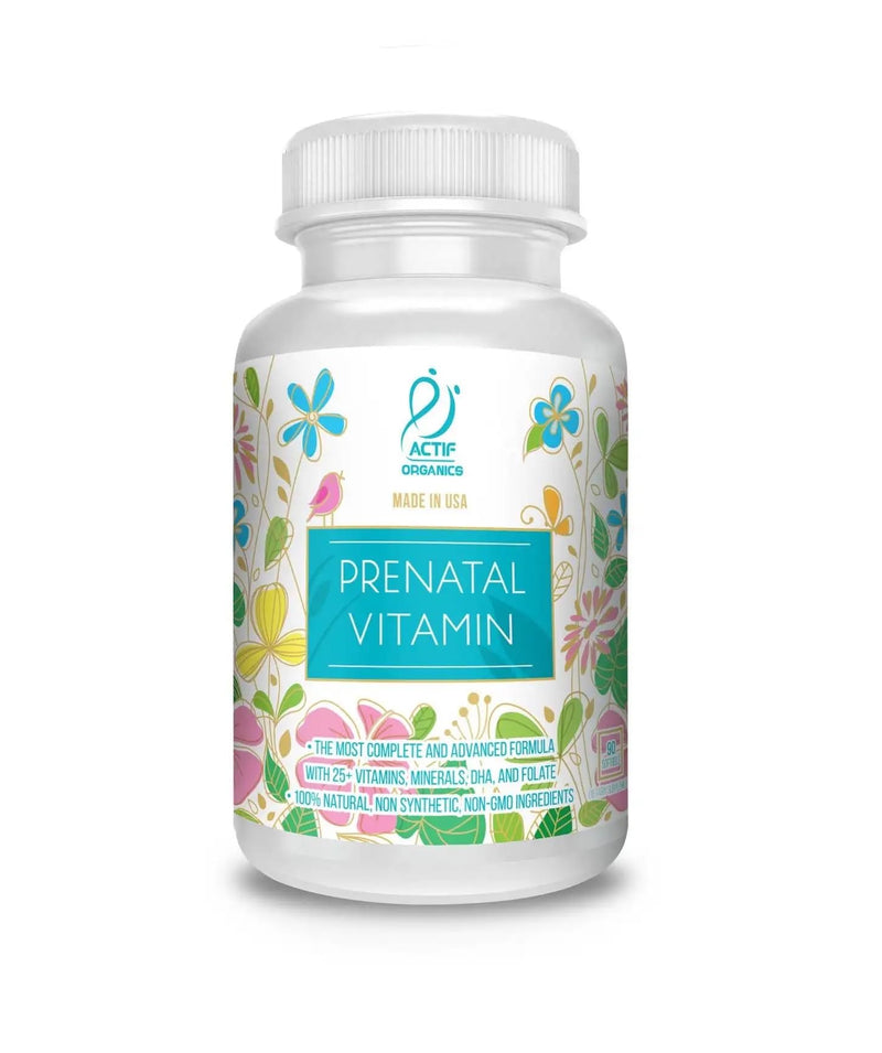 ACTIF Organic Prenatal Vitamin with 30+ Organic Vitamins, 100% Natural, DHA, EPA, Omega 3, and Organic Herbal Blend - Non-GMO, 90 Count, 2024 Formula