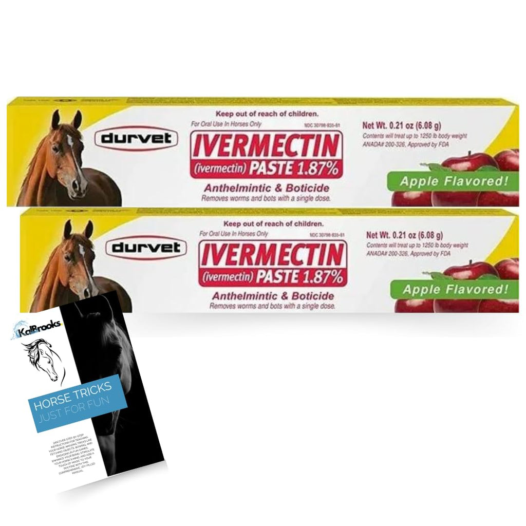 Ivermectin Horse Paste Dewomer, Horse Supplies 6.08g dose 1.87% (2 Pack) Includes Free Guide - Just for Fun Horse Tricks