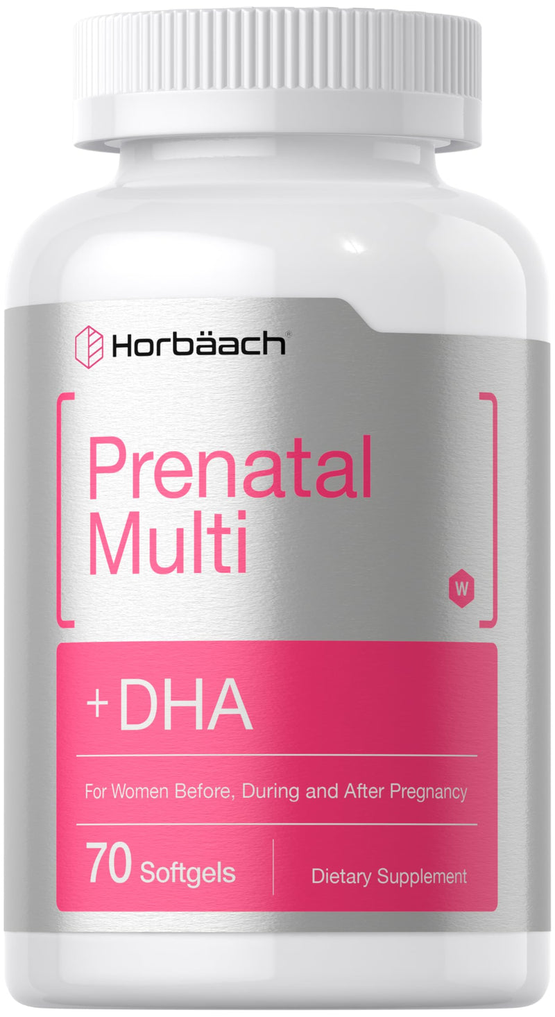 Horbäach Women's Prenatal Multivitamin with DHA | 70 Softgels | with Iron and Folic Acid | Non-GMO & Gluten Free 70 Count (Pack of 1)