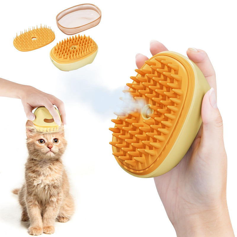 Pet Grooming Brush for Shedding, Spray Cat Brush, Cat Mist Brush, Skin Friendly Grooming Cat Steam Brush, Deshedding Brush for Short Haired Dogs, Dual Brush Heads - BeesActive Australia