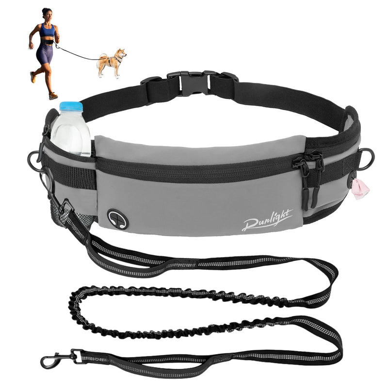 Dog Leashes for Running Hands Free,Waist Leash for Dog Walking Fanny Pack with Treat Pouch,Waist Dog Leash Belt Fanny Pack Bag for Walking,Hiking,Biking,Jogging,Training Gray B Gray - BeesActive Australia