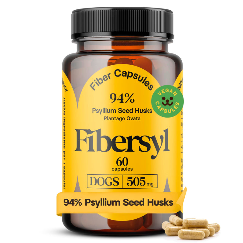 FiberSyl Prebiotics for Dogs Digestive Health - Dog Fiber Supplements for Constipation Relief & Support - Psyllium Husk Seed for Dog' Digestion Problems - Dog Stool Hardener - 60 Capsules