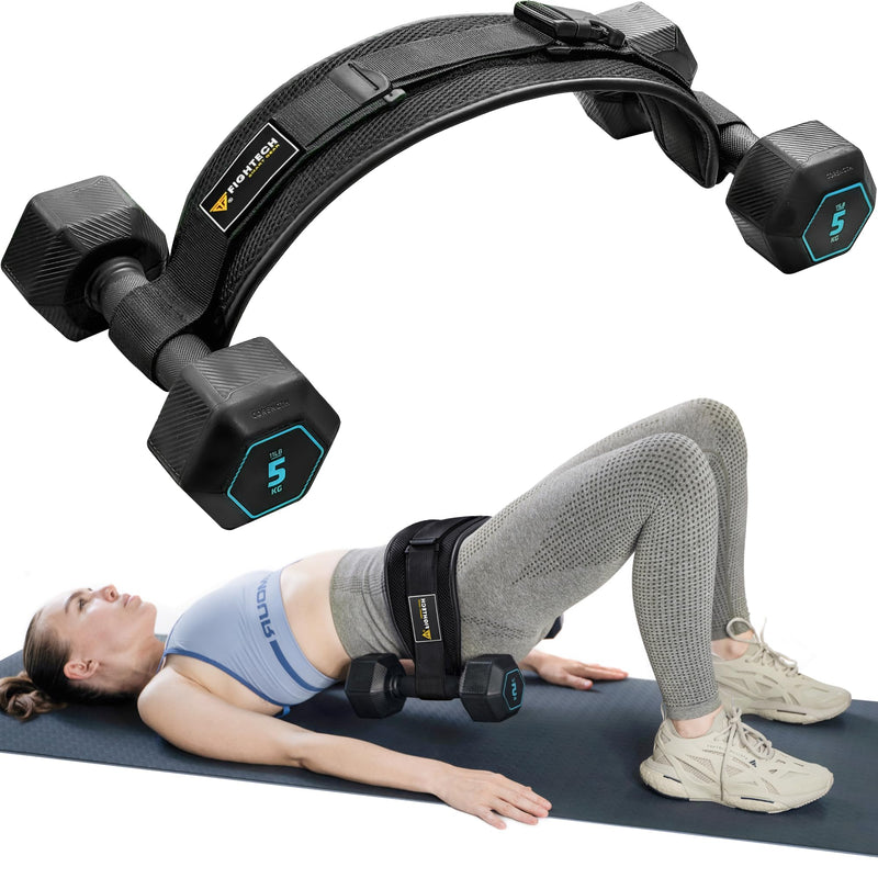 Exercise Hip Thrust Belt with Slip-Resistant Padding - Easy to Use with Dumbbells, Kettlebells, or Plates - Protects Your Hips for Gym, Home Workouts, or On the Go Black