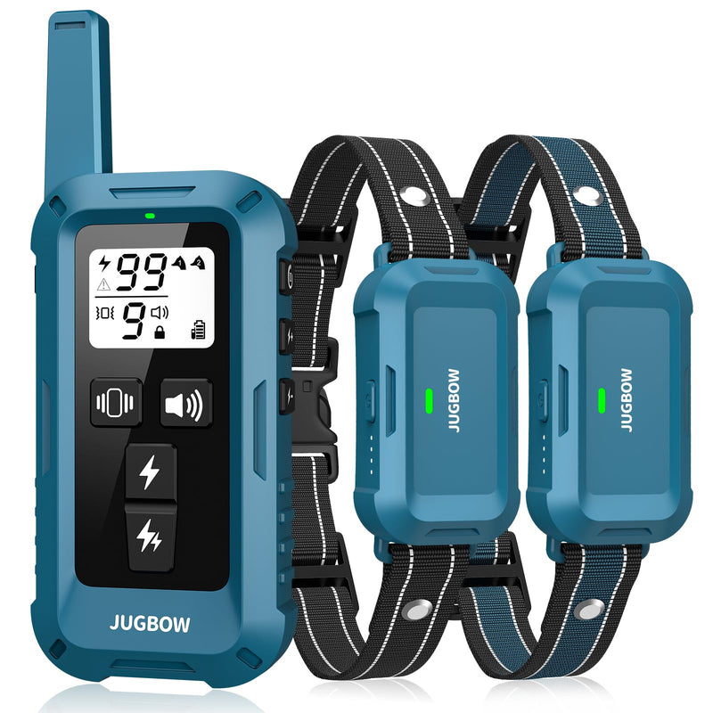 Jugbow Dog Shock Collar 2 Dogs - 4200FT Dog Training Collar with Remote, IPX8 Waterproof E Collar for Dogs Training Rechargeable Collars for Large Medium Small Dogs (10-120lbs) Blue - BeesActive Australia