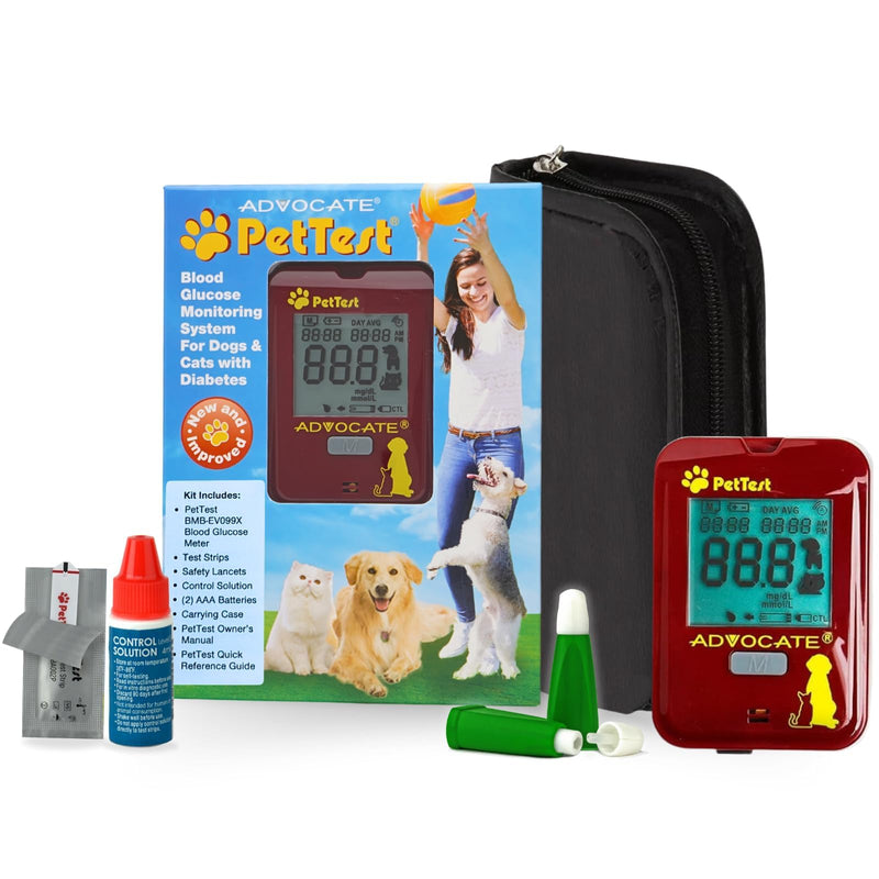 PetTest Beginner Glucose Monitoring Kit for Dogs & Cats, Diabetic Pet Blood Sugar Check Gear, Includes Classic Meter, 25 Test Strips, 25 Safety Lancets, Soft Carrying Case, and More Classic Meter Beginner Kit