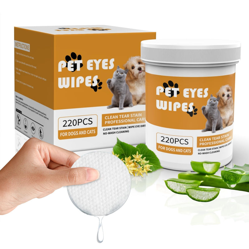 Eyes Wipes for Dogs - Gently Remove Tear Stain - Dog Eye Cleaner,Eye Debris, Discharge, Mucus Secretions - Dog Eye Wipes Tear Stain Remover - Dog & cat Eye Wipes - 220pcs - BeesActive Australia