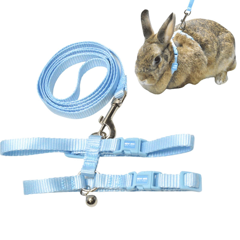 Rabbit Bunny Harness with Leash Adjustable Soft Nylon Harness Rabbit Vest Harness Lead Leash Pink Blue Lead Leash All Season for Small Animals (Blue,S) S - BeesActive Australia