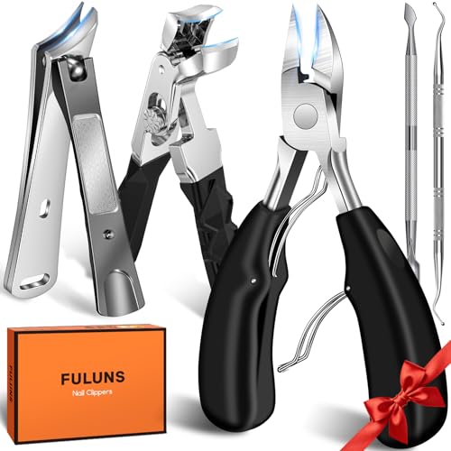 Toenail Clippers for Seniors Thick Ingrown Toenails, Large Angled Nail Clippers for Men with Catcher, Heavy Duty Slanted Fingernail Clipper Long Handle Nail Cutter Gifts for Men Women Adults Black Nail Clippers Set