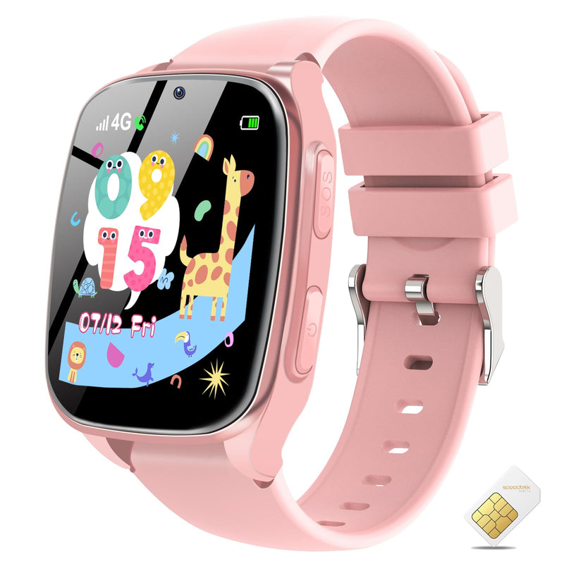 4G Kids Smart Watch – Smartwatch for Kids with Call SOS Music Camera Video Alarm Pedometer Calculator Stopwatch Educational Games, Smart Watch Phone with SIM Card for Boys Girls Ages 4-12(Pink) Pink No GPS - BeesActive Australia