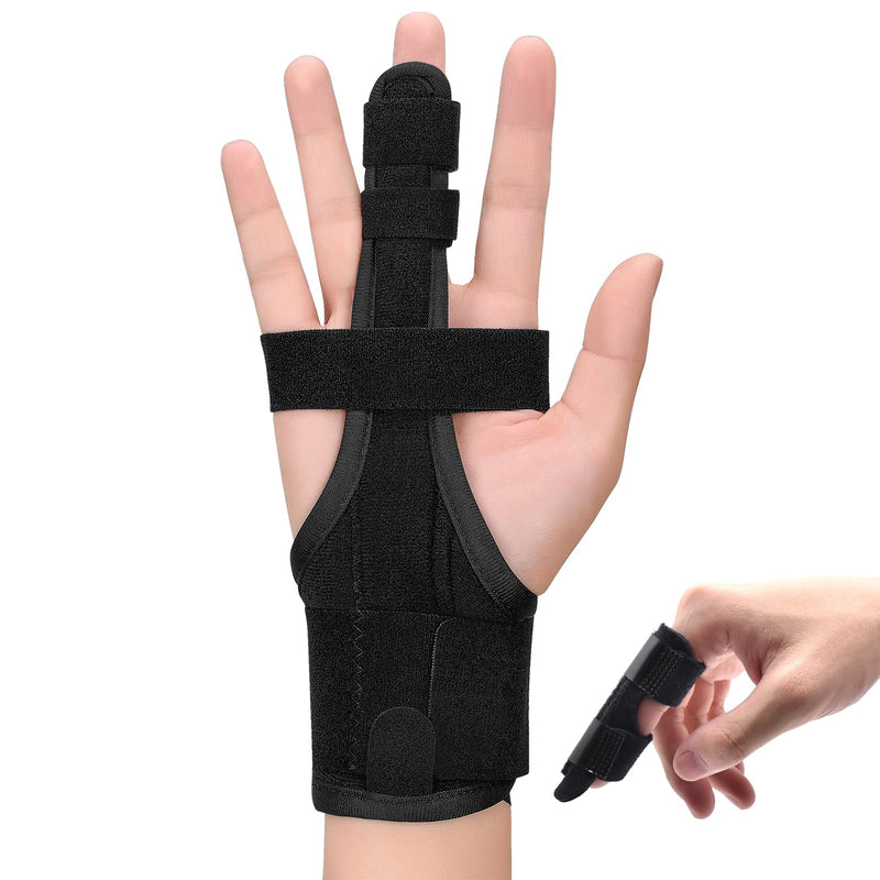 Full Trigger Finger Splint - Hand and Wrist Brace Support for Sprains, Pain Relief, Arthritis, Tendonitis, Fractured Finger - Adjustable Locking Straightener Medium