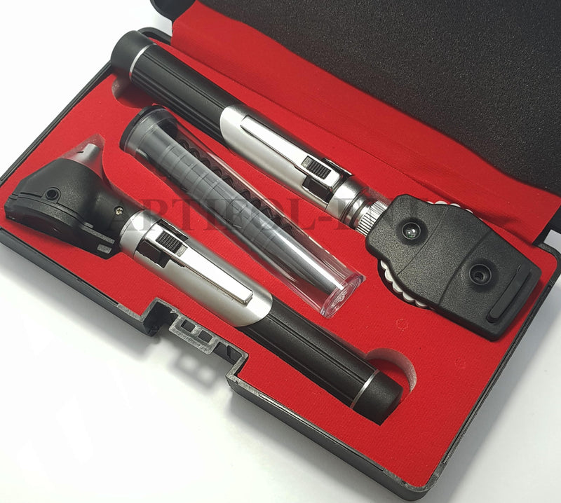 Student Home Use New Ent Otoscope Examination Kit Fiber Optic Diagnostic Set Black Color OS1015 - BeesActive Australia