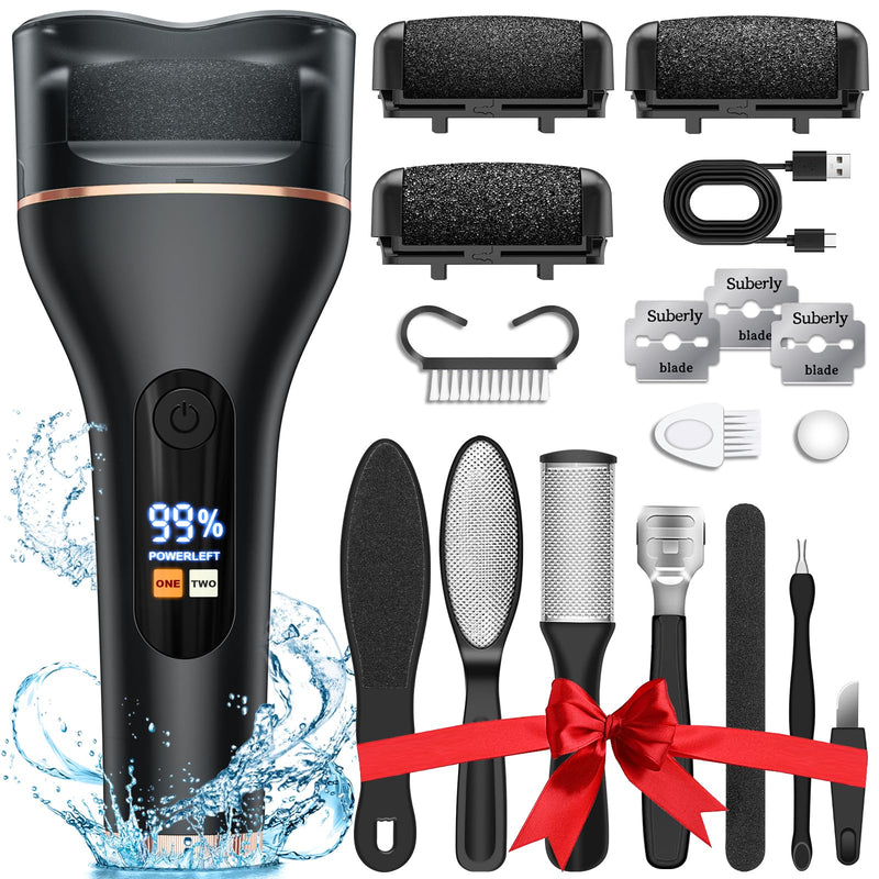 Electric Callus Remover for Feet Rechargeable Portable Electronic Foot File Pedicure Tools 16 In 1 Foot Callus Remover Kit Foot Scrubber Professional Foot Care To Remove Dead Skin Hard Skin Dry Cracks Black Electric Callus Remover +16 In1 - BeesActive Australia