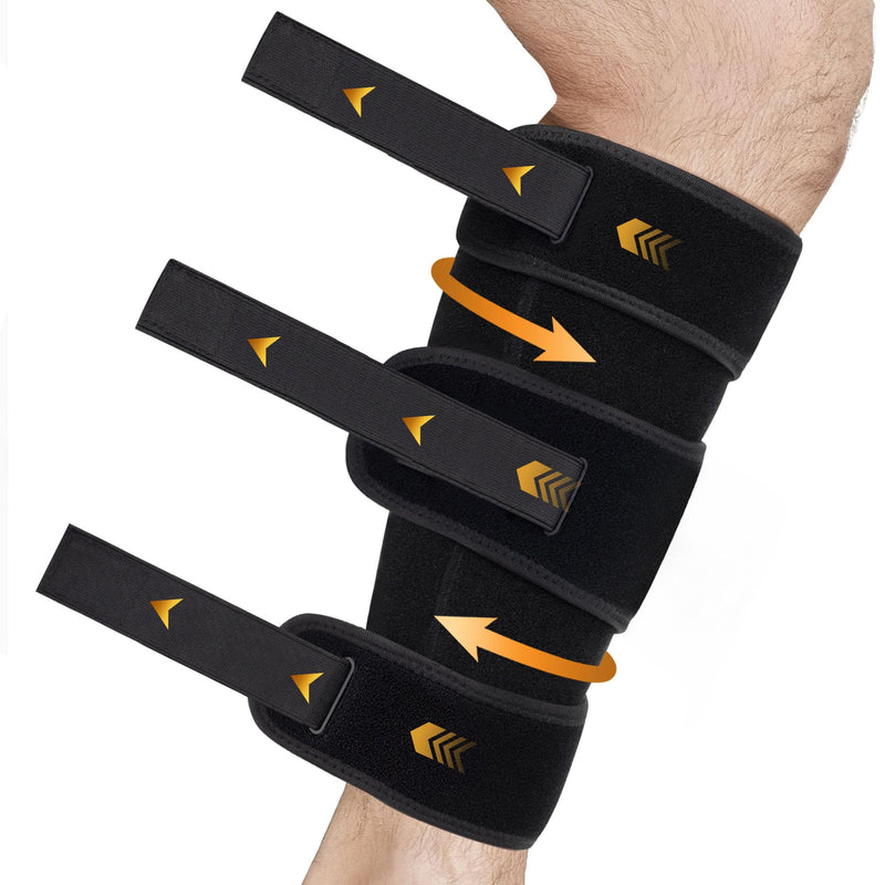Hiball Adjustable Calf Brace for Men Women, Lower Leg Compression Wrap, Calf Compression Sleeve with Six Nylon Buckle Pressure Strips, Shin Splint & Calf Support for Torn Calf Muscle, Varicose Veins Black (Single) X-Large