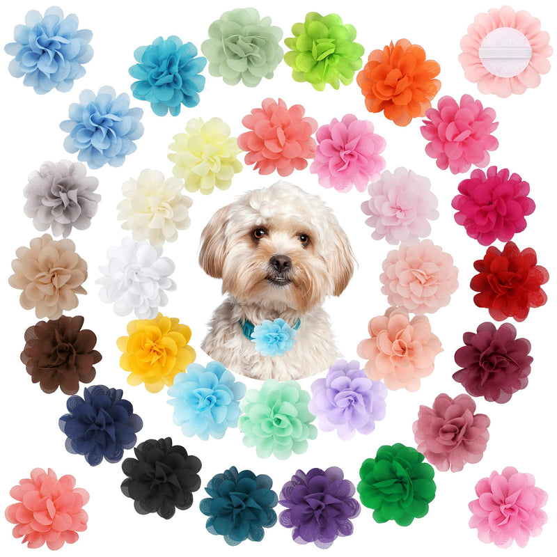Yxiang 30 Pieces Dog Collar Flowers Bulk Pet Flower Bow Ties Multi-Color Dog Charms Flower for Cat Puppy Dog Collar Grooming Accessories 30 Colors - BeesActive Australia