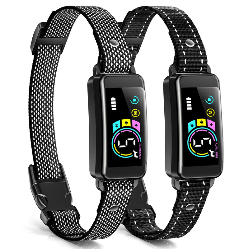 Bark Collar 2 Pack, Dog Bark Collar for Large Medium Small Dogs, Rechargeable Anti Barking Training Collar with Beep Vibration Harmless Shock, Smart Collar with 5 Adjustable Sensitivity Black - BeesActive Australia
