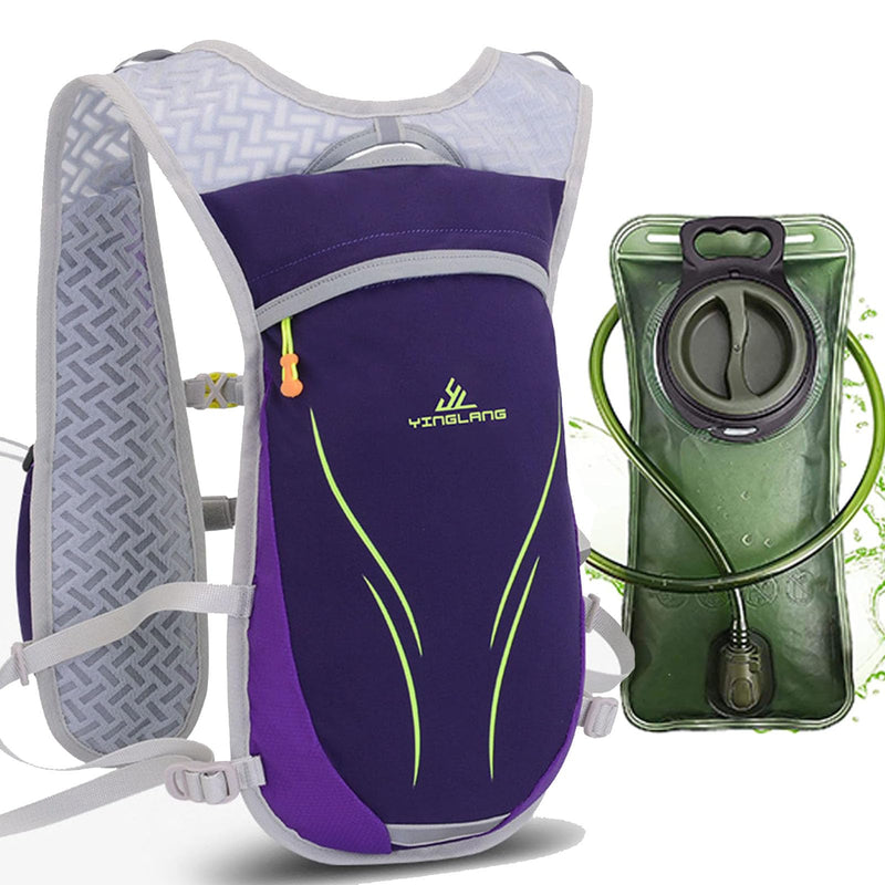 Lightweight Hydration Vest With 1.5L Water Bladder - Breathable Backpack for Running, Cycling, Hiking, Marathon - Men Women (0001 Purple) 0001 Purple