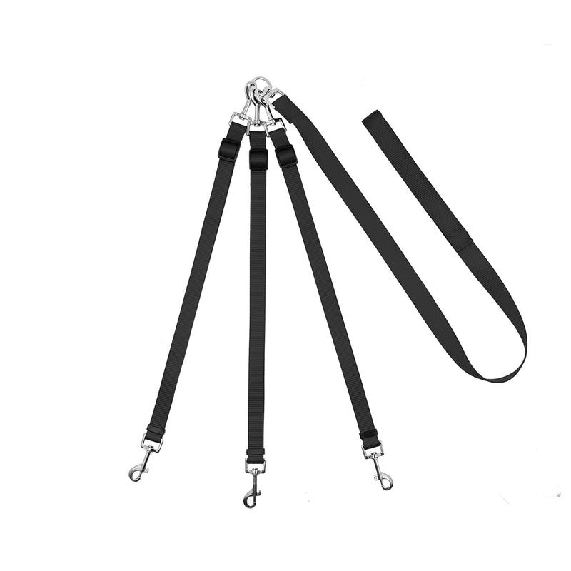 3 Dog Leash No Tangle，Asinpa，Double Dog Leash for Two Dogs，Triple Dog Leash, Adjustable, Durable Nylon, 360° Swivel No Tangle Climbing Rope Removable Pet Traction Rope (Black, 144cm-170cm) 144cm-170cm, adjustable Black - BeesActive Australia