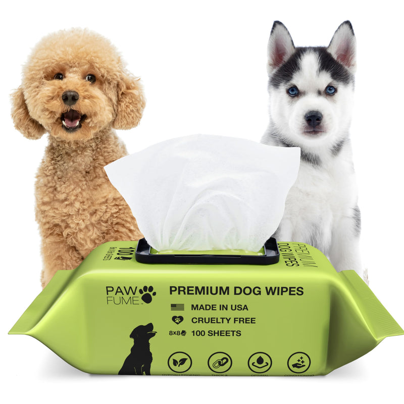 Pawfume Dog Wipes 100 Count, Pet Wipes – Hypoallergenic & Gentle Dog Wipes for Eyes, Face, Butt, and Paws – Cleaning & Deodorizing, Grooming Tear Stain Wipes for Puppy, Adult Dogs & Cats Pack of 1 - BeesActive Australia