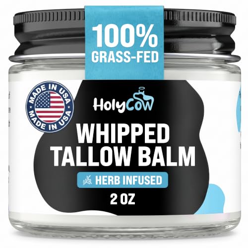 HolyCow Grass Fed Beef Tallow For Skin with Jojoba Oil, 2 Ounce - Unscented 2 Ounce (Pack of 1)