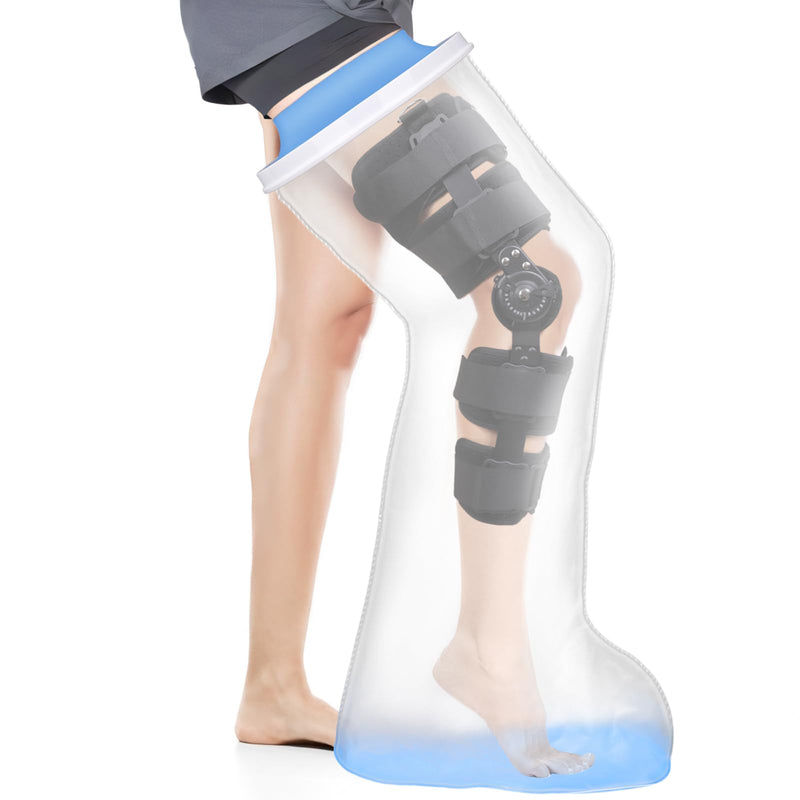 Waterproof Extra Wide Full Leg Cast Cover for Shower with Non-Slip Bottom, Extra Large Watertight Leg Cast Protector for Thigh Foot Ankle Surgery Wounds, Knee Immobilizer/Brace, Walking Boots,Reusable Full Leg-Extra Wide - BeesActive Australia