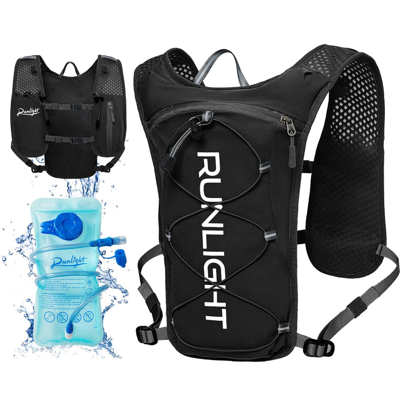 Running Vest for Women Men Lightweight Hydration Backpack Pack with 1.5L Water Bladder Bag Hydro Daypack for Hiking,Trail,Skiing,Camping,Cycling,Race,Marathon Black One Size