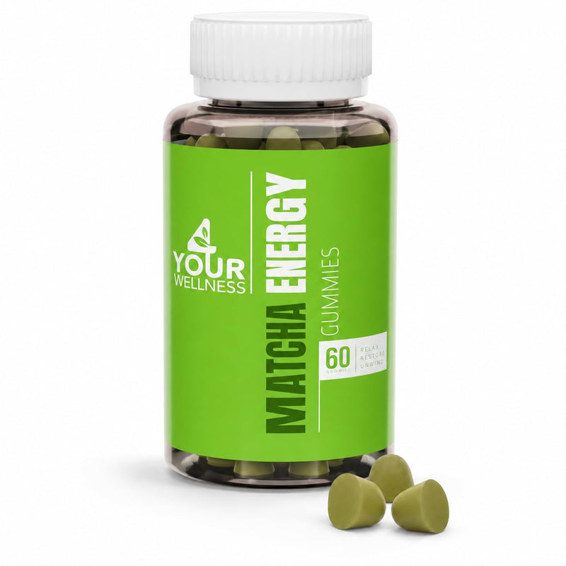 Matcha Green Tea Energy Gummies B12 CoQ10 60 Count | Vitamin B12 and B3, CoQ10, green tea extract, vegan, non GMO, gluten free, Kosher certified, energy and metabolism support Matcha 60 Count (Pack of 1)