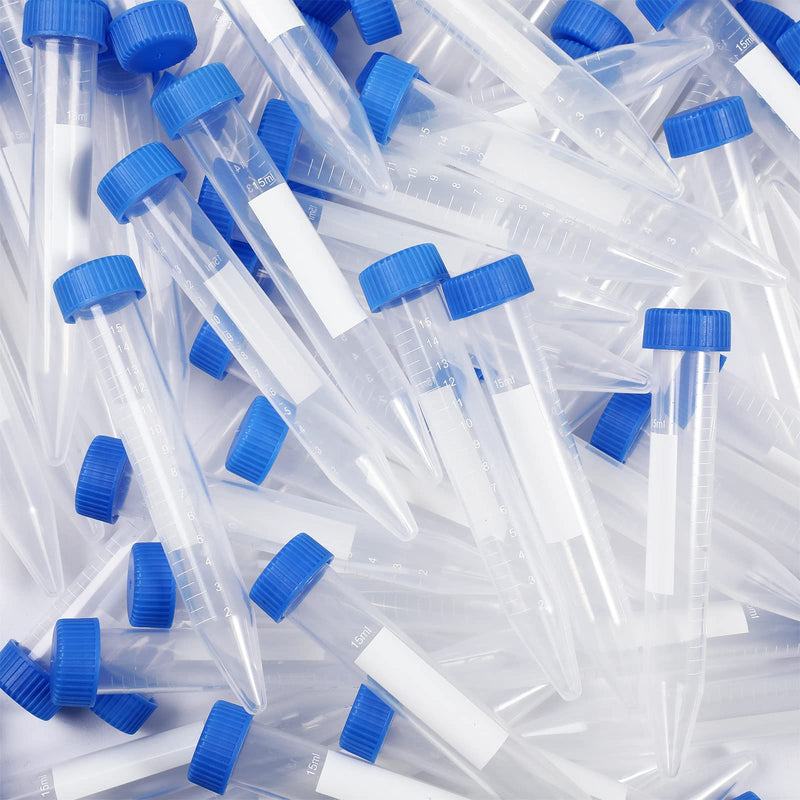 Konohan Conical Centrifuge Tubes Sterile Plastic Test Tubes with Screw Caps Polypropylene Conical Container with Graduated Marks and Bottom(400 Pack,Blue Cap,15 ml) 15 ml Blue Cap 400