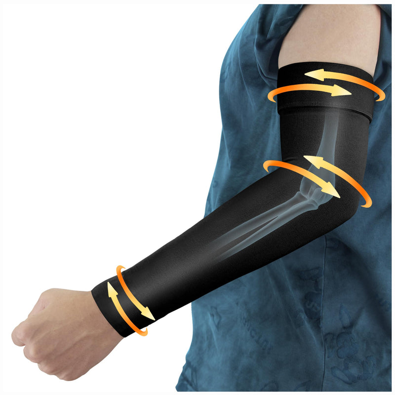 Hiball Lymphedema Medical Compression Arm Sleeve for Men Women, 20-30 mmHg Graduated Compression Full Arm Support with Silicone Band, Long Circulation Pressure Arm Brace for Arthritis, Bursitis, Edema Black (Single) X-Large - BeesActive Australia