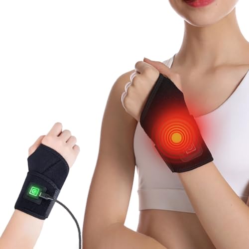 USB Wrist Brace Heating Pad Adjustable Heated Wrist Brace Wrap 3 Heating Levels Wrist Warmer Electric Heating Pad for Wrist and Hand Wrist Support to Relieve Pain Medium