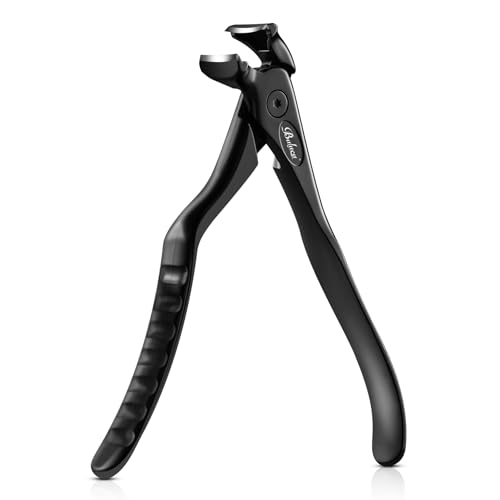 BALUCA Ergonomic Nail Clipper for Seniors - Toenail Clipper for Thick Toenails and Fingernails, Long Handle Nail Clippers with Catcher (Black, Long Handle) Black Long Handle without Lock
