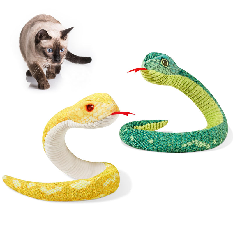 Potaroma Cat Toys Realistic Snake Catnip Crinkly Sound Toy 2 Pcs, Mesh Fabric for Teeth Cleaning, Interactive Kicker Toys for Indoor Kitten Exercise 20 Inches - BeesActive Australia