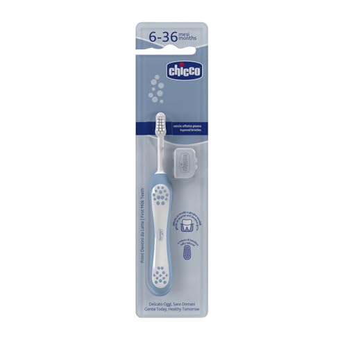 Chicco Indigo Blue Toothbrush from 6 to 36 Months 1 Count (Pack of 1) Blue Brush