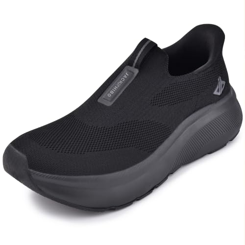 Men Slip in Free up Hands Shoe Wide Toe Box Arch Support Orthopedic Walking 10.5 Wide Slip On-black