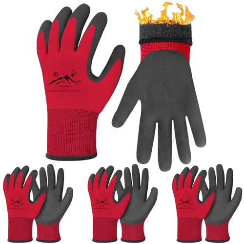 Winter Work Gloves Thermal Insulated Work Gloves Freezer Gloves Waterproof Foam Latex Coated Gloves for Men Women 4 Large