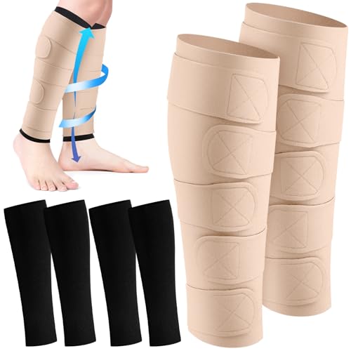 3 Pairs Lymphedema Compression Leg Wraps 20-50 MmHg, Black-nude Black-complexion Leg Wrap