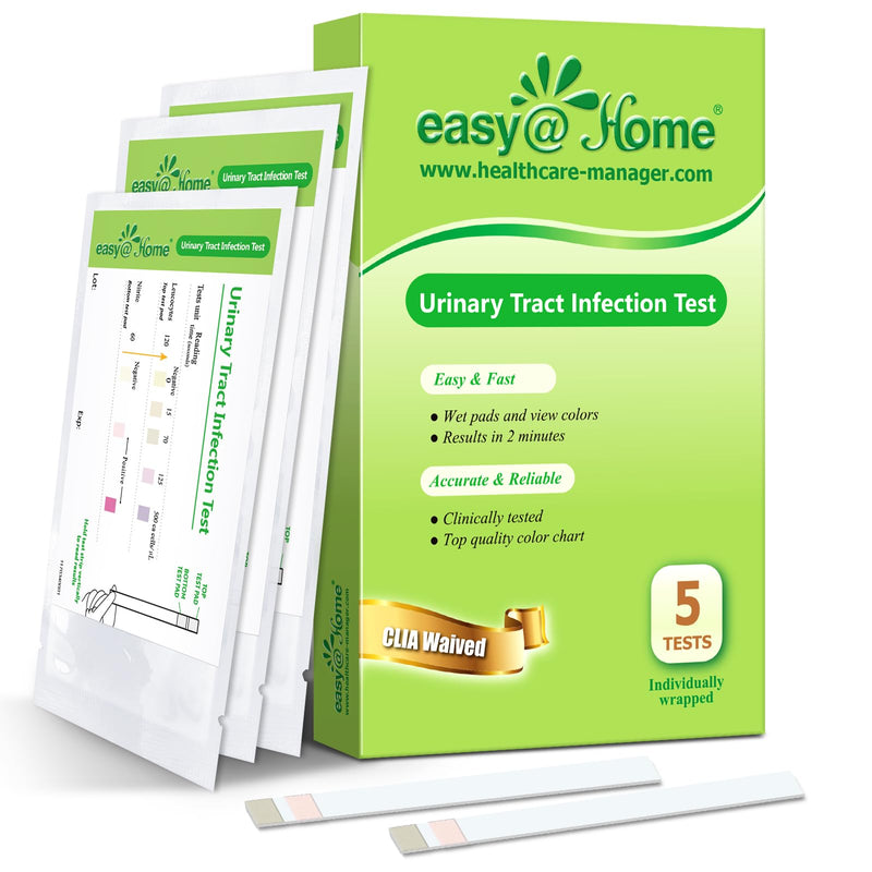 Easy@Home UTI Test Strips: Highly Accurate Urinary Tract Test Kit for Women Men, Bladder Infection Urine Testing, Quick Results, OTC Use (UTI - 5 Pack) 5 Count