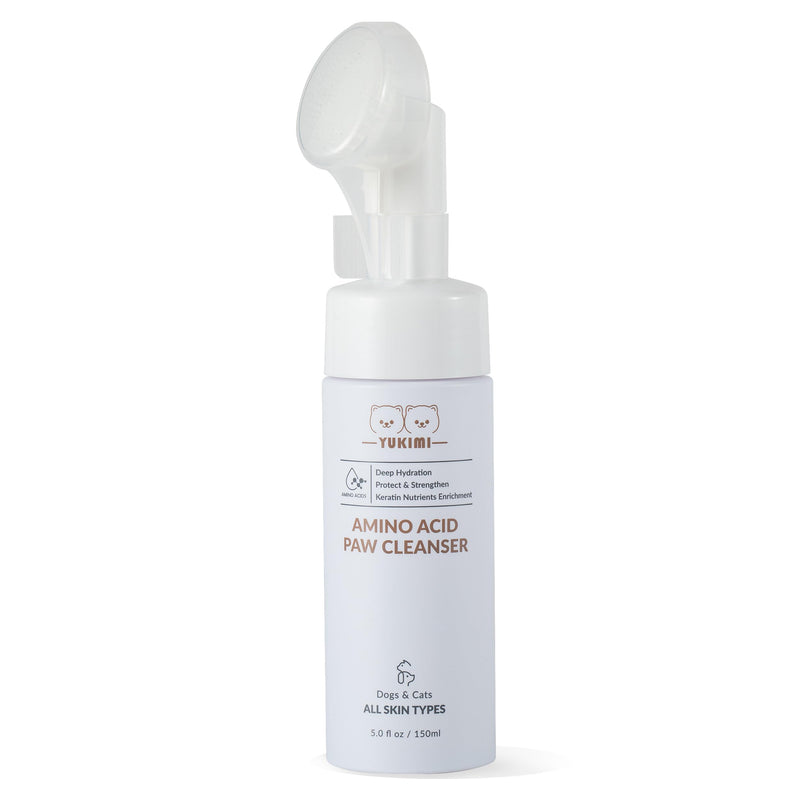 YUKIMI Premium Amino Acid Paw Cleanser with Silicone Bristle Brush for Dogs & Cats | Dermatologist Certified Hypoallergenic | Hydrating, Soothing, Deodorizing, Moisturizing | pH Balanced - 5.0 Fl Oz Egg-Shaped Brush - BeesActive Australia