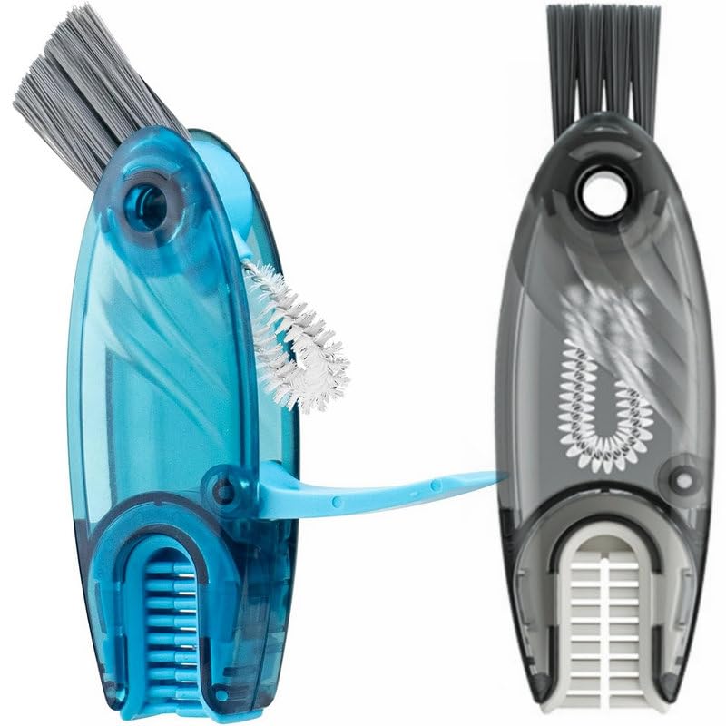 4 in 1 Cup Lid Cleaning Brush Set Multifunctional Bottle Brush Cleaner Tiny Bottle Cup Lid Brush Straw Cleaner Tools Mini Silicone Bottle Cup-Holder Cleaner with Hook Remover Blue & Grey 1pc Blue 1pc Grey 4in1