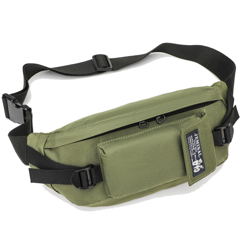JEMINAL Sling Bag: Diamond-Grid Pattern 4L Light Spacious Crossbody Shoulder Everyday Carry Bag with Quick-adjust Strap - Double Layered Fabric Funny Pack for Men, Women, Travel, Sport (Green) Green
