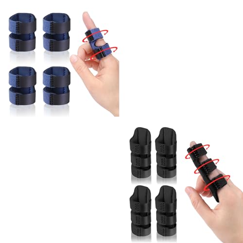 Thumb Finger Splints Blue 4pcs and Trigger Finger Splint Black 4pcs