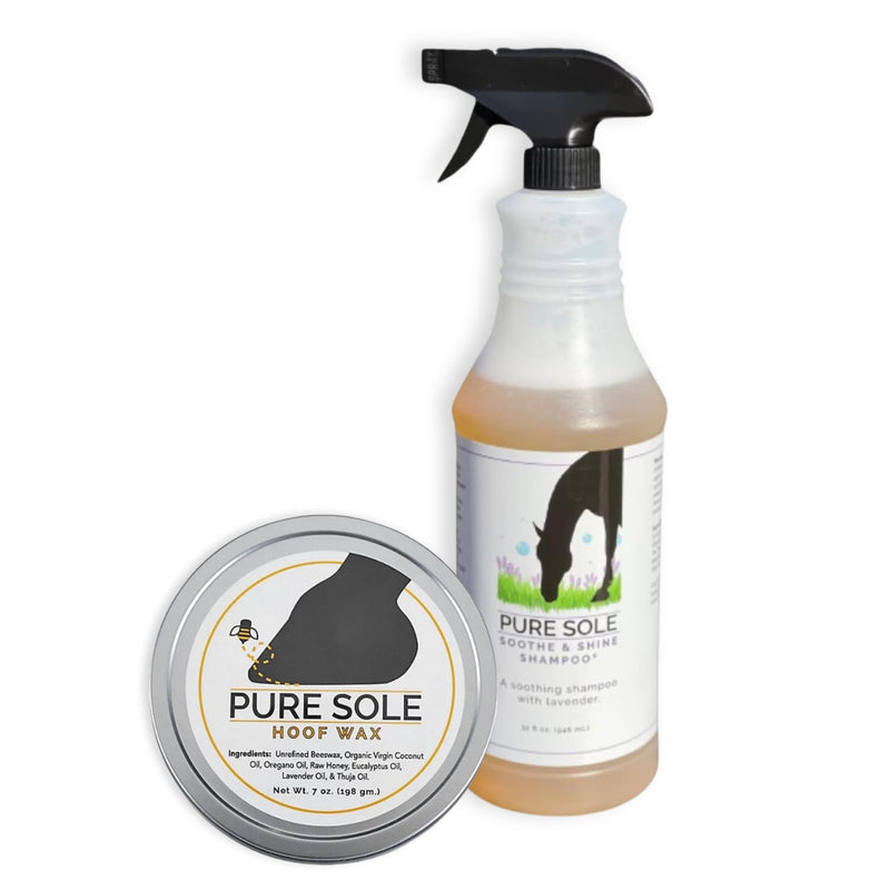 All Natural Hoof Putty Wax and Shampoo for Horses - Bundle of 7 oz. Pure Sole Hoof Wax and 32 oz. bottle of Soothe and Shine Shampoo - BeesActive Australia
