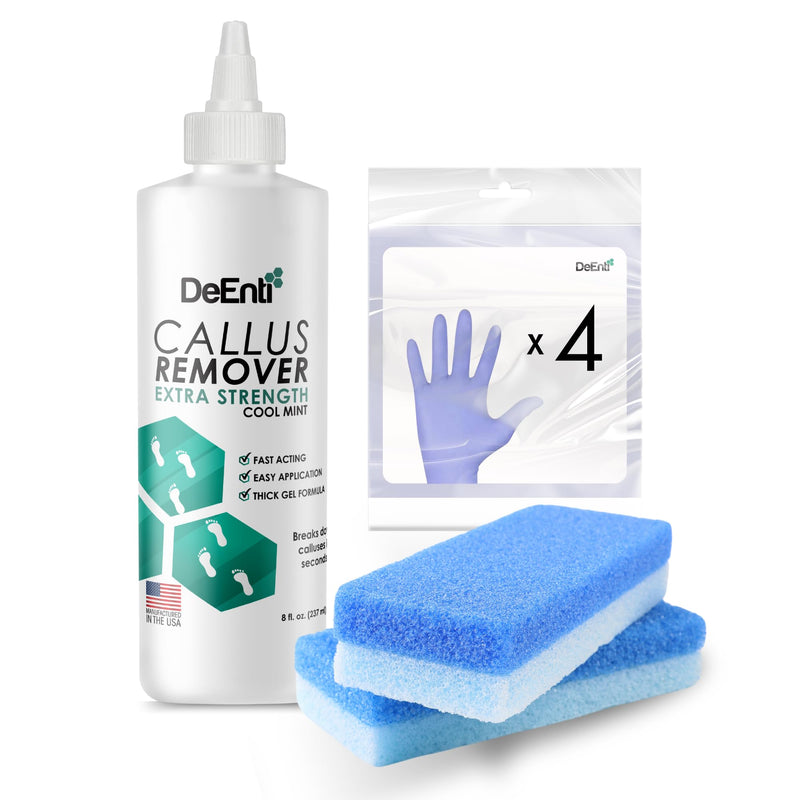 DeEnti Double Pumice Pack, Bundle Includes Mint Scented Callus Remover, 2 Pumice Stones for Feet, and 4 Pairs of Gloves, Salon Grade Foot Care, Home Manicure and Pedicure Kit Double Pumice Bundle - BeesActive Australia