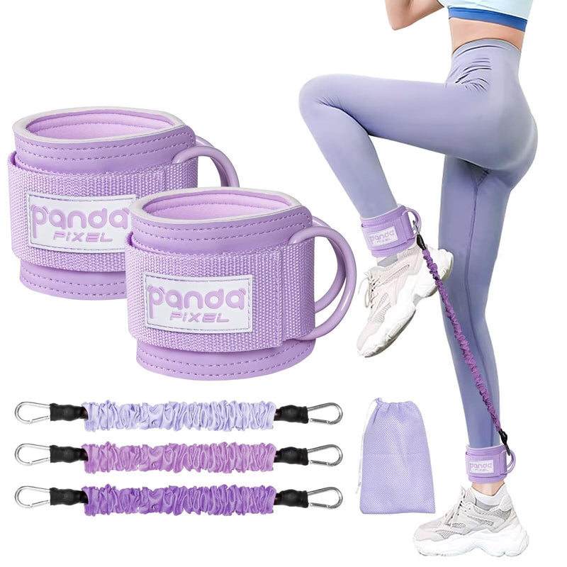Ankle Resistance Bands with Cuffs, Ankle Weights for Leg Butt, Ankle Resistance Band for Kickbacks Hip Fitness Training, Glutes Workout Equipment 【Entry Level】-10-30LB-A SET-PURPLE