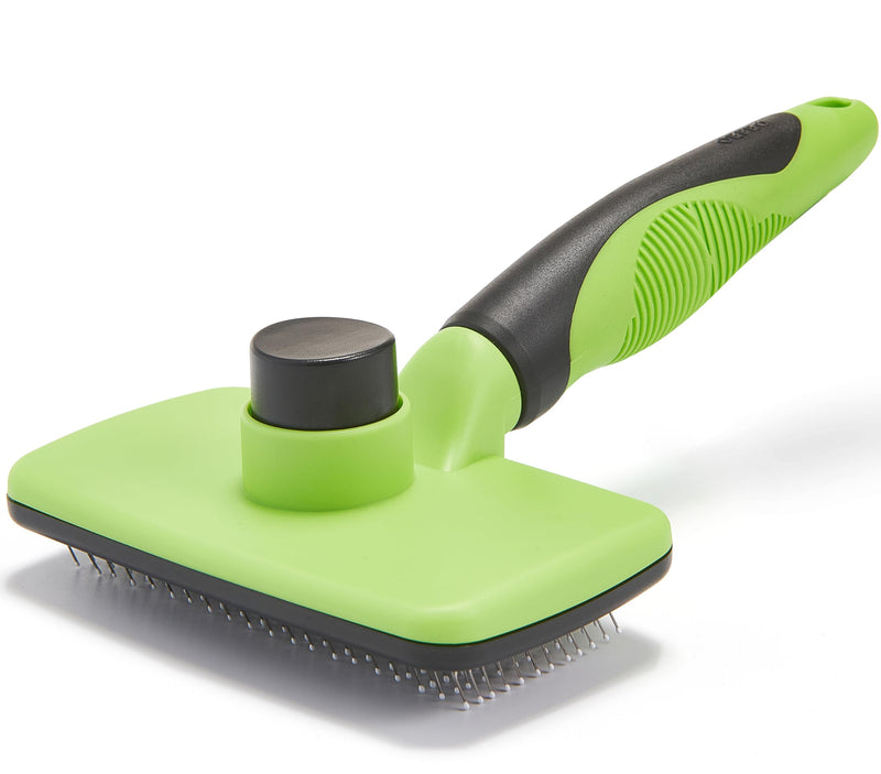 Self Cleaning Dog Brush, Slicker Brush for Long and Short Haired Dogs, Skin Friendly Grooming Dog& Cat Brush for Shedding, Deshedding Dog Brush for Grooming, Green - BeesActive Australia