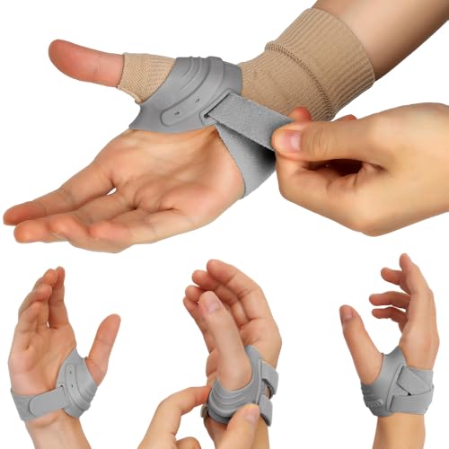 FORTEMOTUS CMC Thumb Brace - Joint Thumb Arthritis Brace for Tendonitis, Osteoarthritis, Instability, Adjustable Thumb Arthritis Pain Relief and Support for Men Women, Gray, Right Hand, Small
