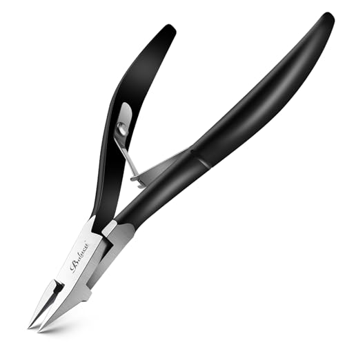 BALUCA Toenail Clippers Straight Blade for Thick Toenails and Ingrown Nails, Professional Stainless Steel Fingernail Toenail Clippers Trimmers for Seniors, Men and Adult - Black