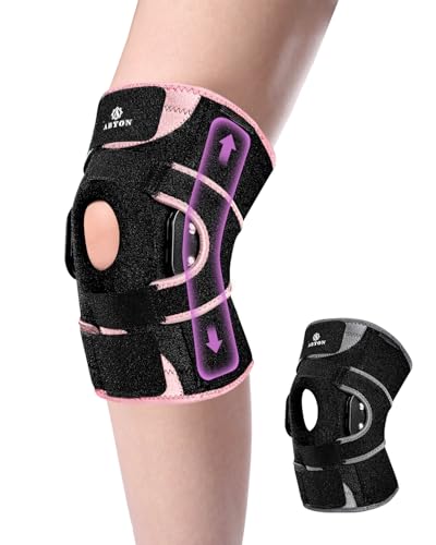 ABYON Lightweight Hinged Knee Brace for Meniscus Tear, Arthritis, ACL, MCL Pain – Adjustable 360° Wraparound Strap & Dual-Side Stabilizers for Maximum Knee Support & Injury or Surgery Recovery for Men and Women X-Large Black-Pink